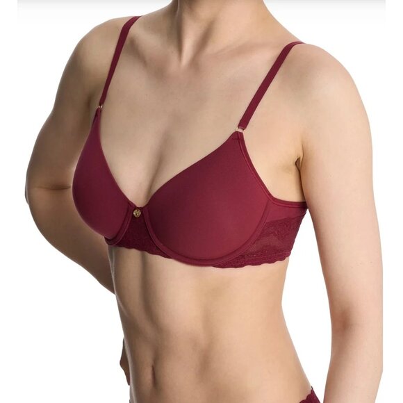 🆕NATORI Bliss Full Underwire T-Shirt Bra 34DD Dark Cherry #721154 - Picture 2 of 9